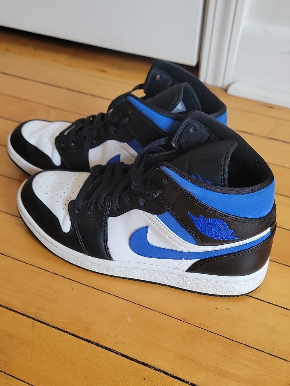 Air Jordan 1 Mid Racer Blue Black White Sneakers Men's Size 10 - Picture 5 of 7